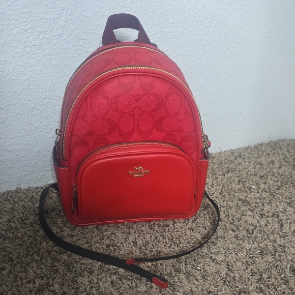 Coach Jordyn Signature Monogram Red W/ Gold Hardware Mini Backpack (NWOT)✨️❤️✨️ - Picture 6 of 13